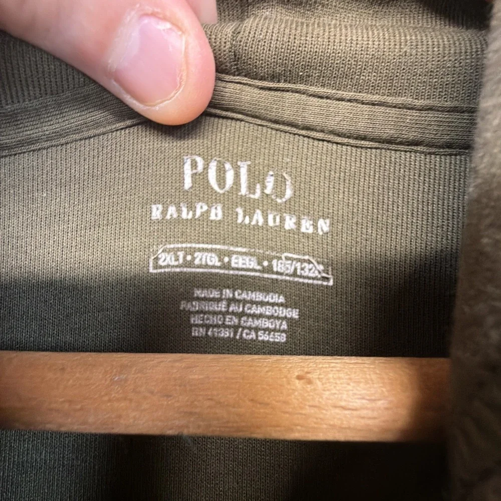 Polo Ralph Lauren Performance Full-Zip Hoodie Sweatshirt Jacket Olive (2XL Tall)